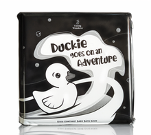 Load image into Gallery viewer, Duckie Goes On An Adventure Black and White Bath Book
